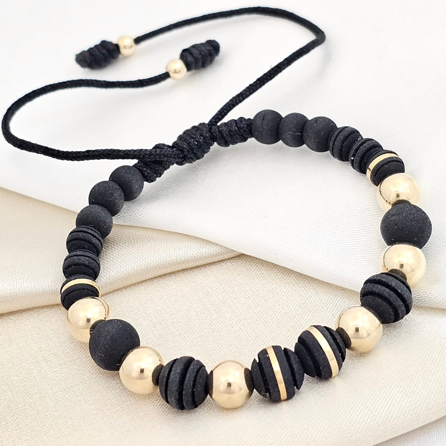 PULSERA GOLD MACRAME NEOPRENO GOLD #8 BALIN DORADO #7-4