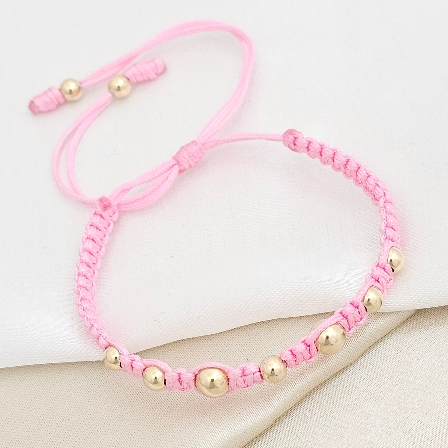 PULSERA GOLD MACRAME # 4 # 5 ROSADA