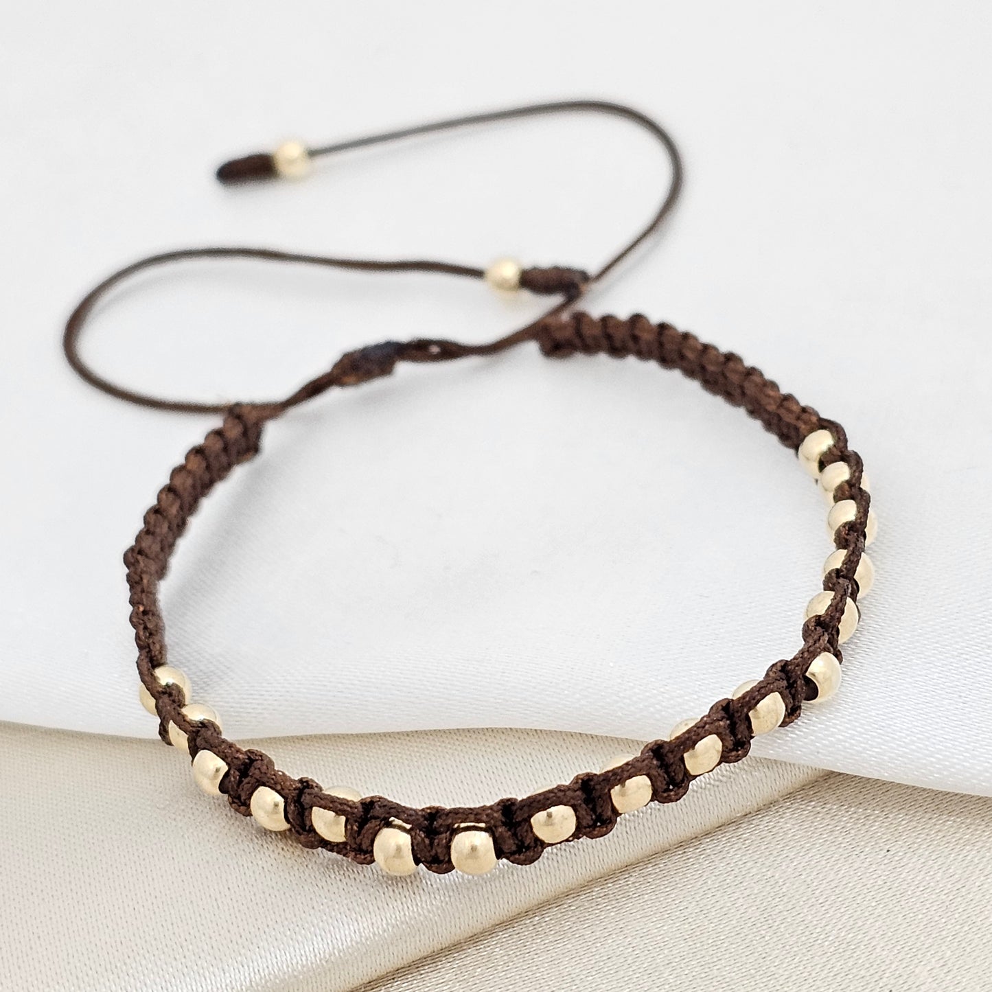 PULSERA GOLD MACRAME # 3 CAFE
