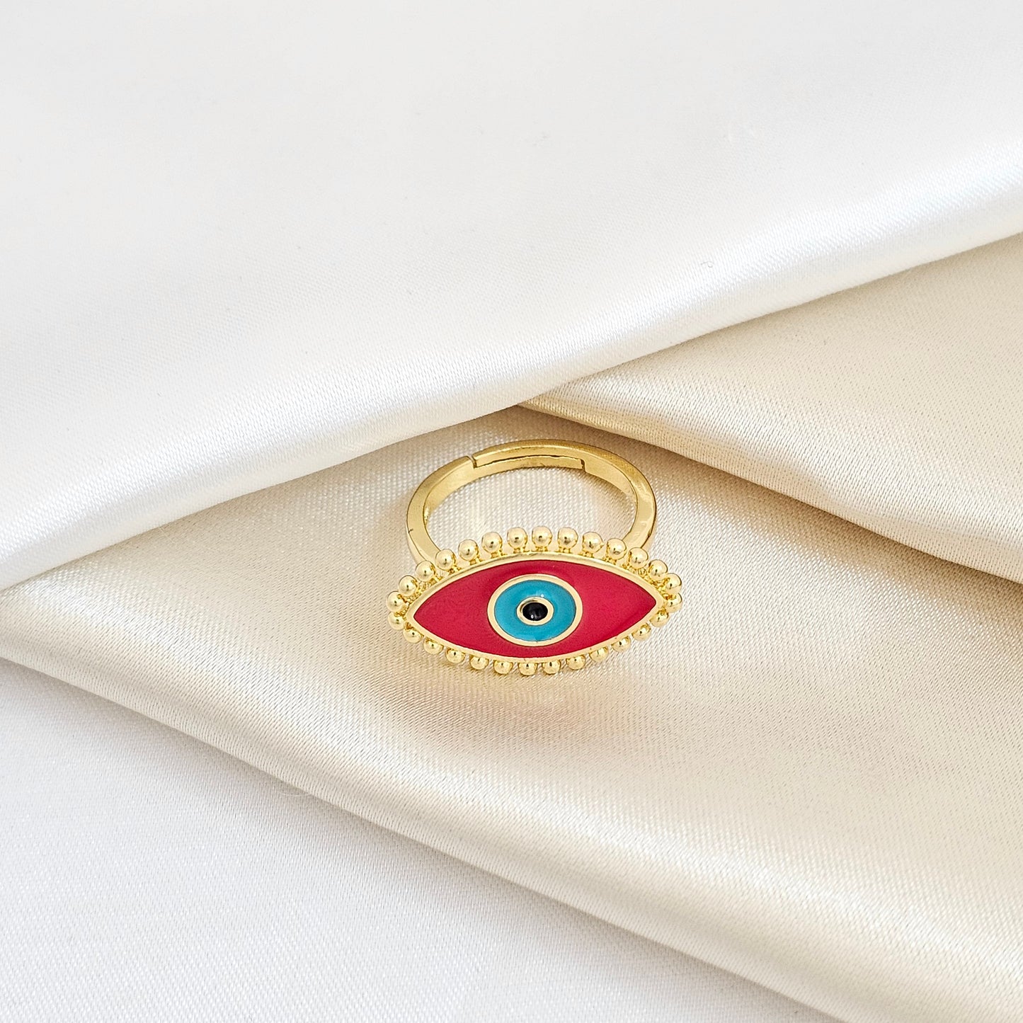 ANILLO DORADO OJO TURCO ROJO RF K5567