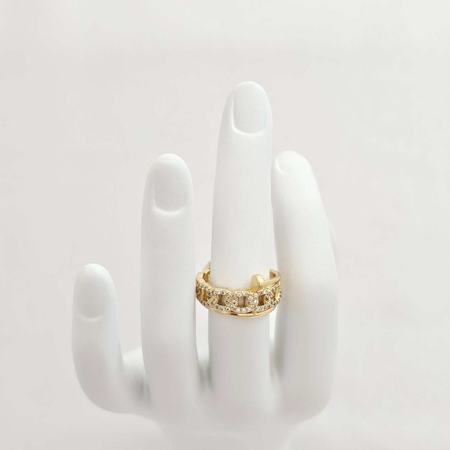 ANILLO CUBANO LISO Y CON CIRCONES DORADO RF K6992