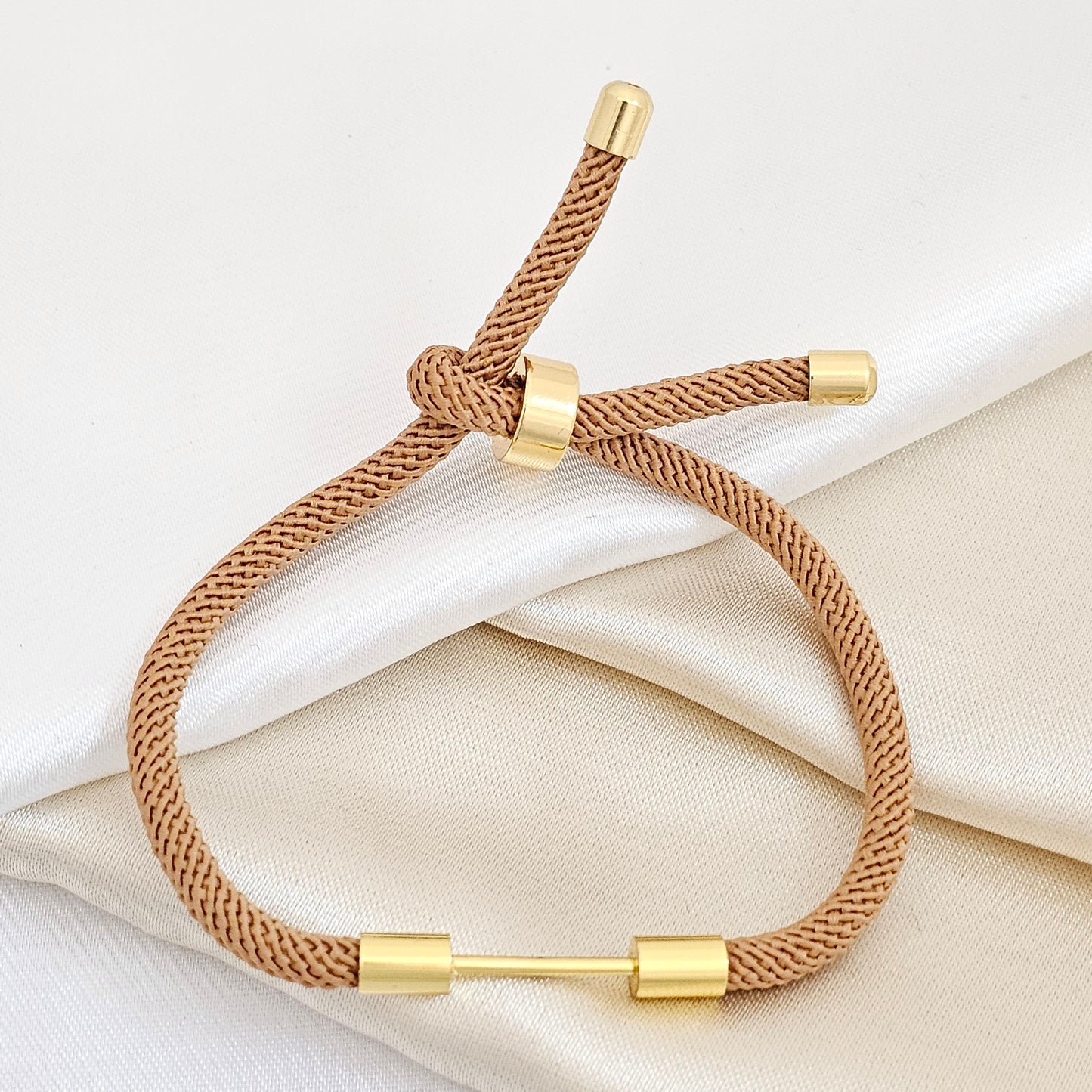 PULSERA CORDON MOSTAZA PARA DIJE DORADO RF K5599