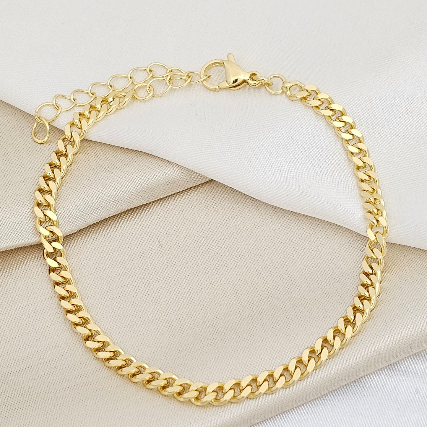 PULSERA CUBANA 4MM CON EXTENSOR DORADO RF K7469