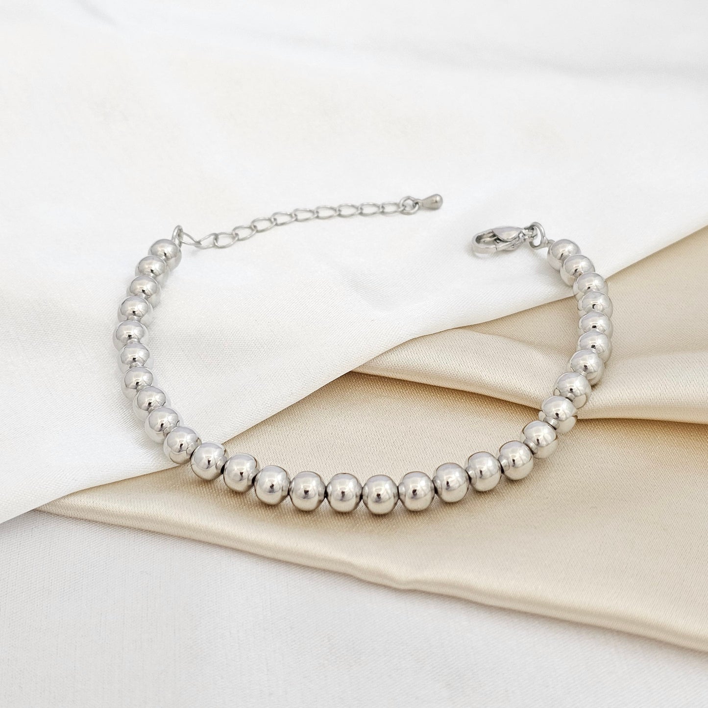 PULSERA BALINES N6 LISO CON EXTENSOR PLATEADO RF K7659