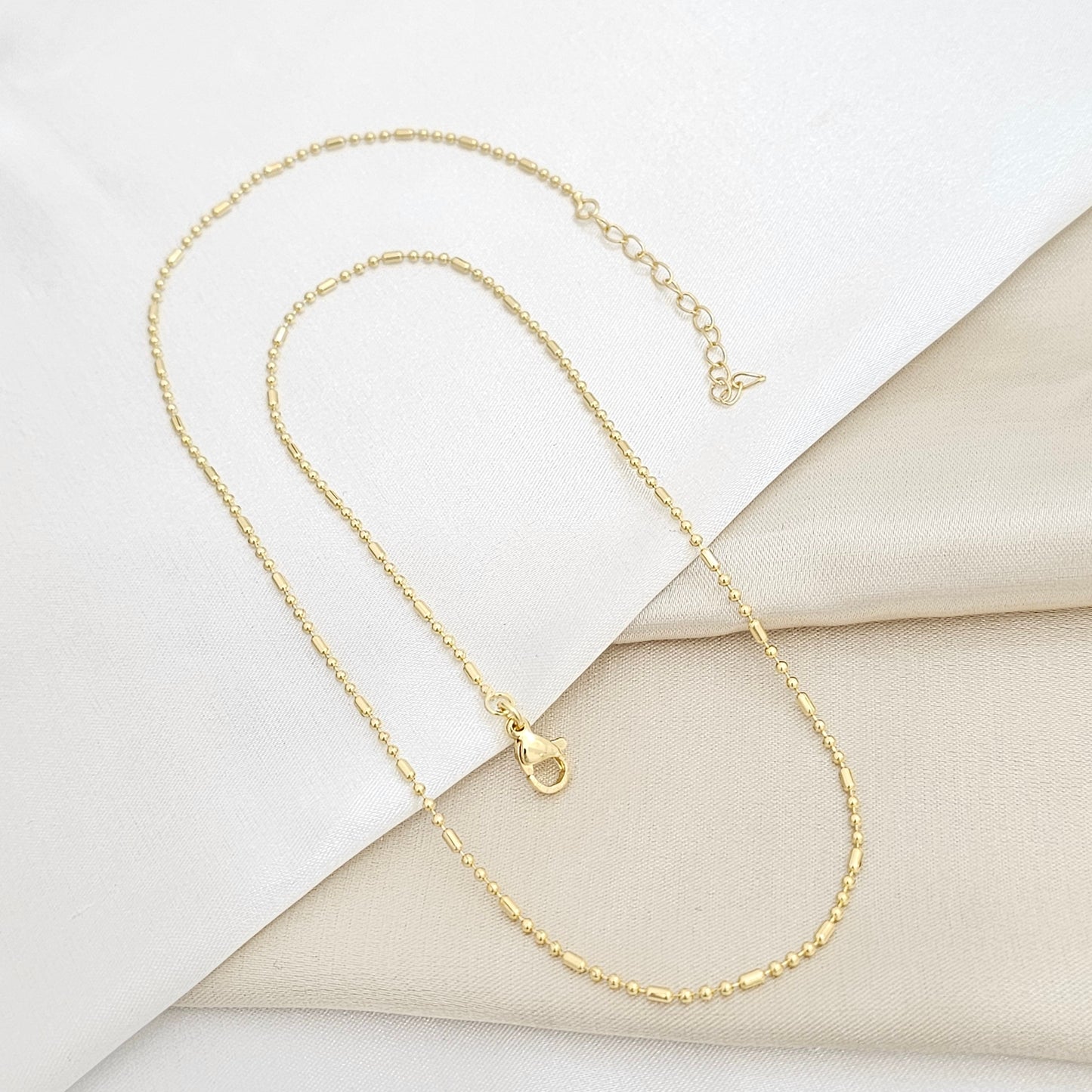 CADENA CANUTILLO MILITAR 50CM CON EXTENSOR DORADO RF K5912