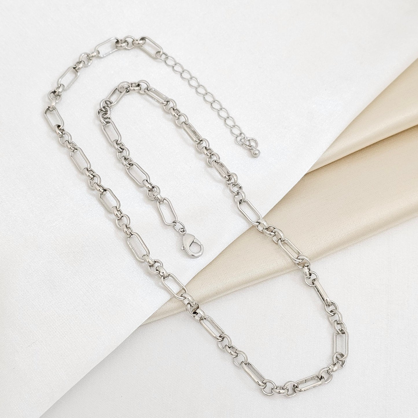 CADENA AROS 3X1 DELGADA LISA PLATEADA RF K6153