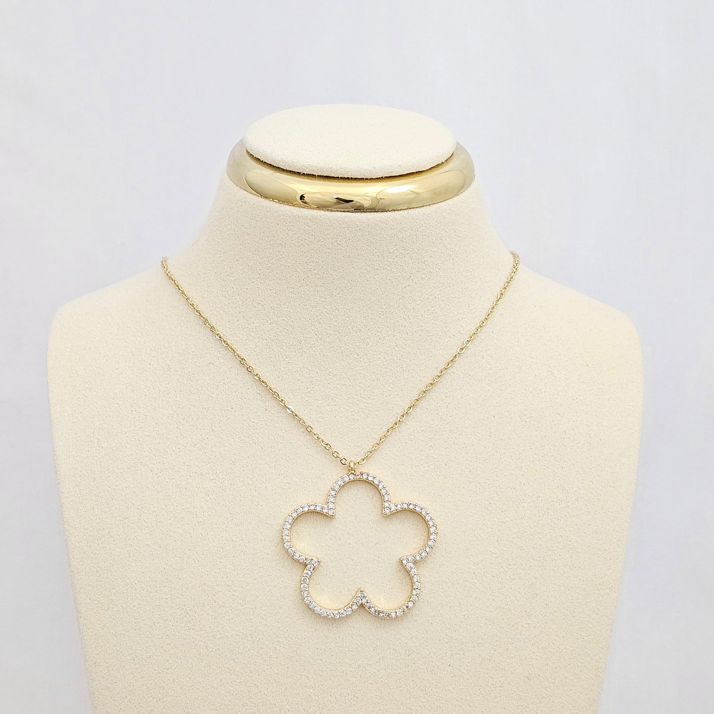 CADENA MINI AROS DORADO DIJE FLOR GRANDE RF K6779