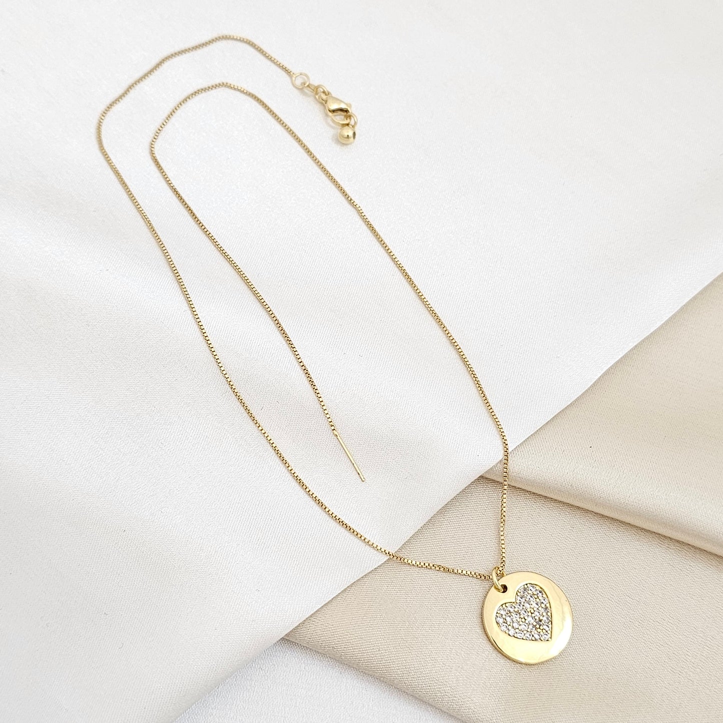 CADENA VENECIANA PUNTA AGUJA DIJE CORAZON DORADO RF K6783