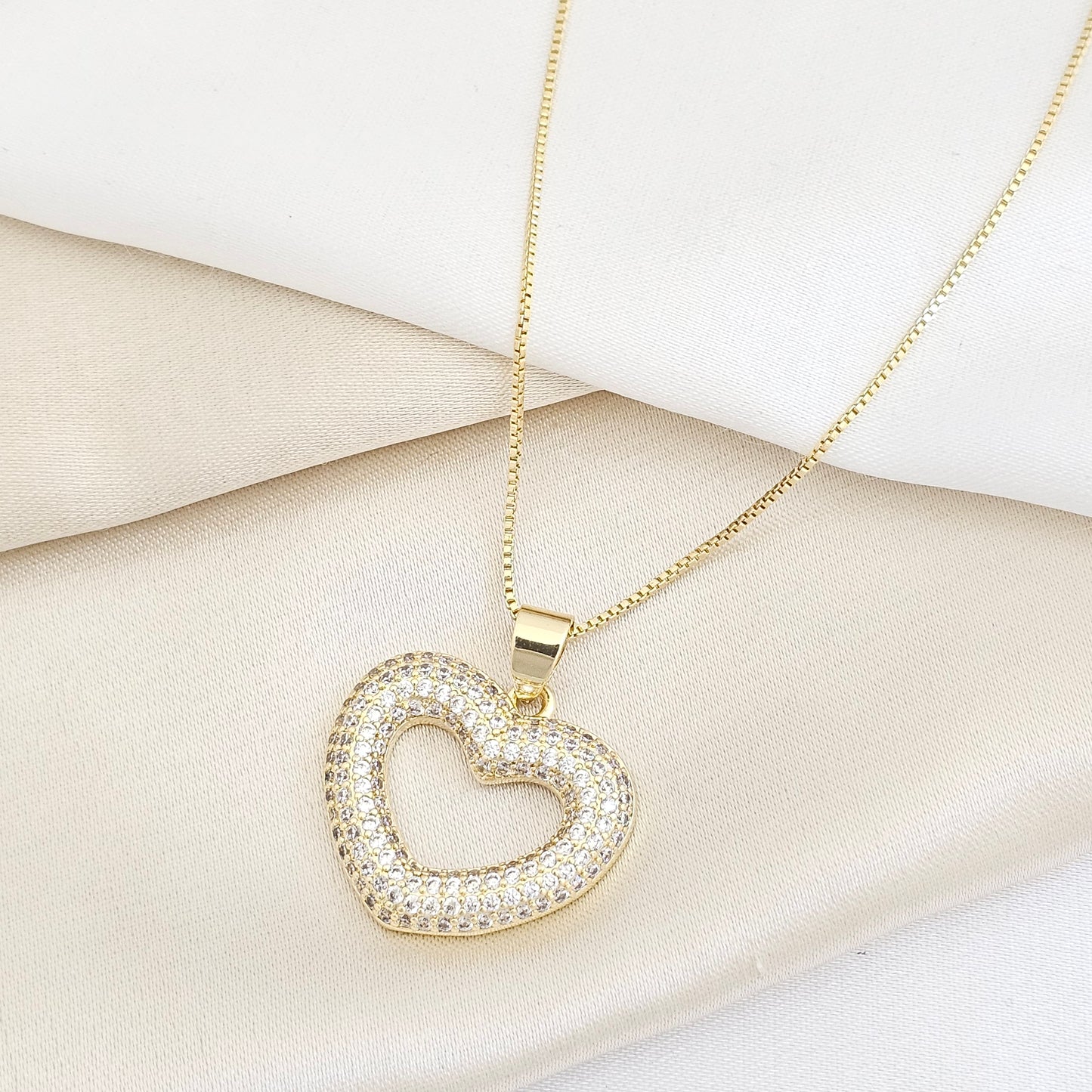 CADENA VENECIANA PUNTA AGUJA DIJE CORAZON GRANDE RF K7724