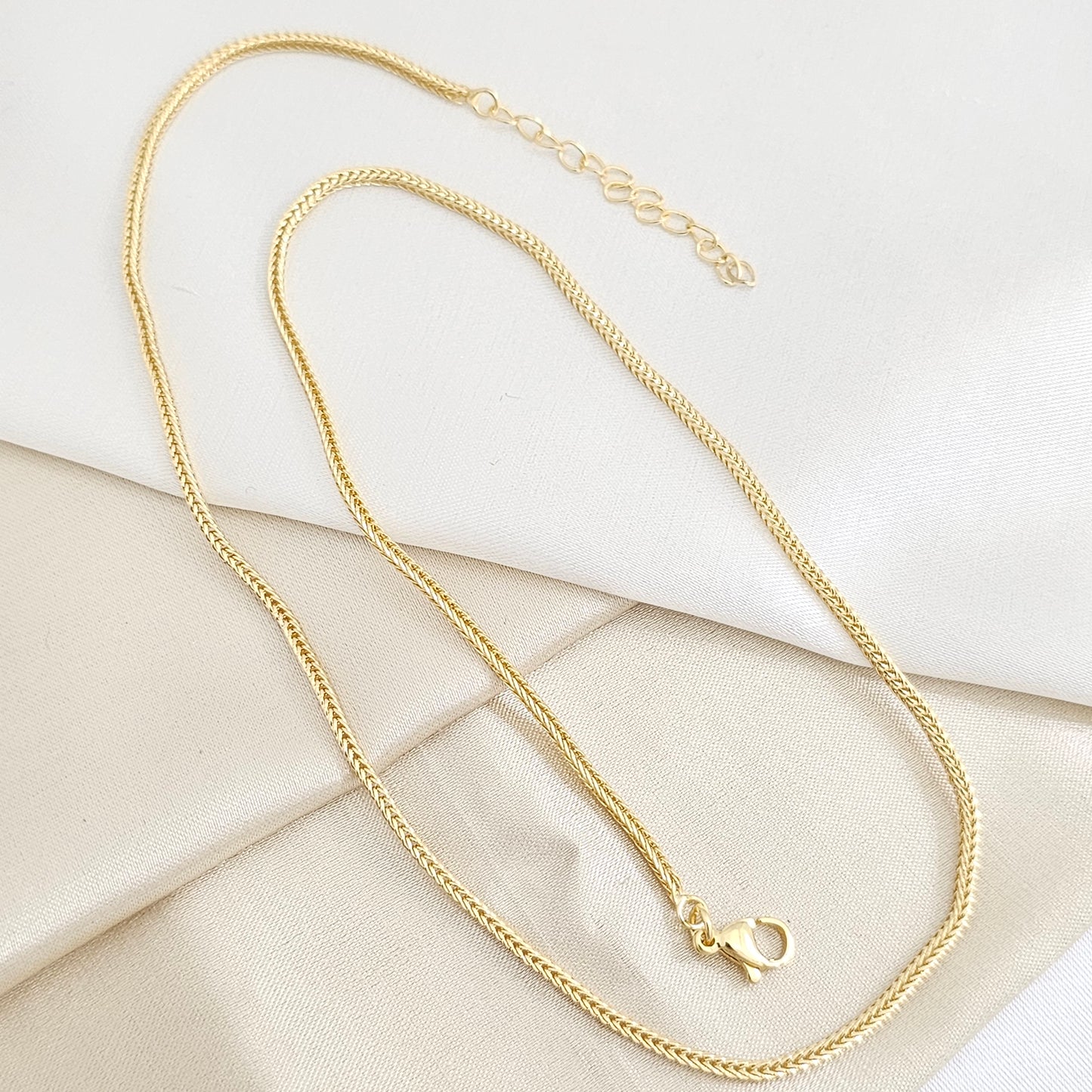 CADENA TRENZADA CUADRADA CON EXTENSOR DORADO RF K7785