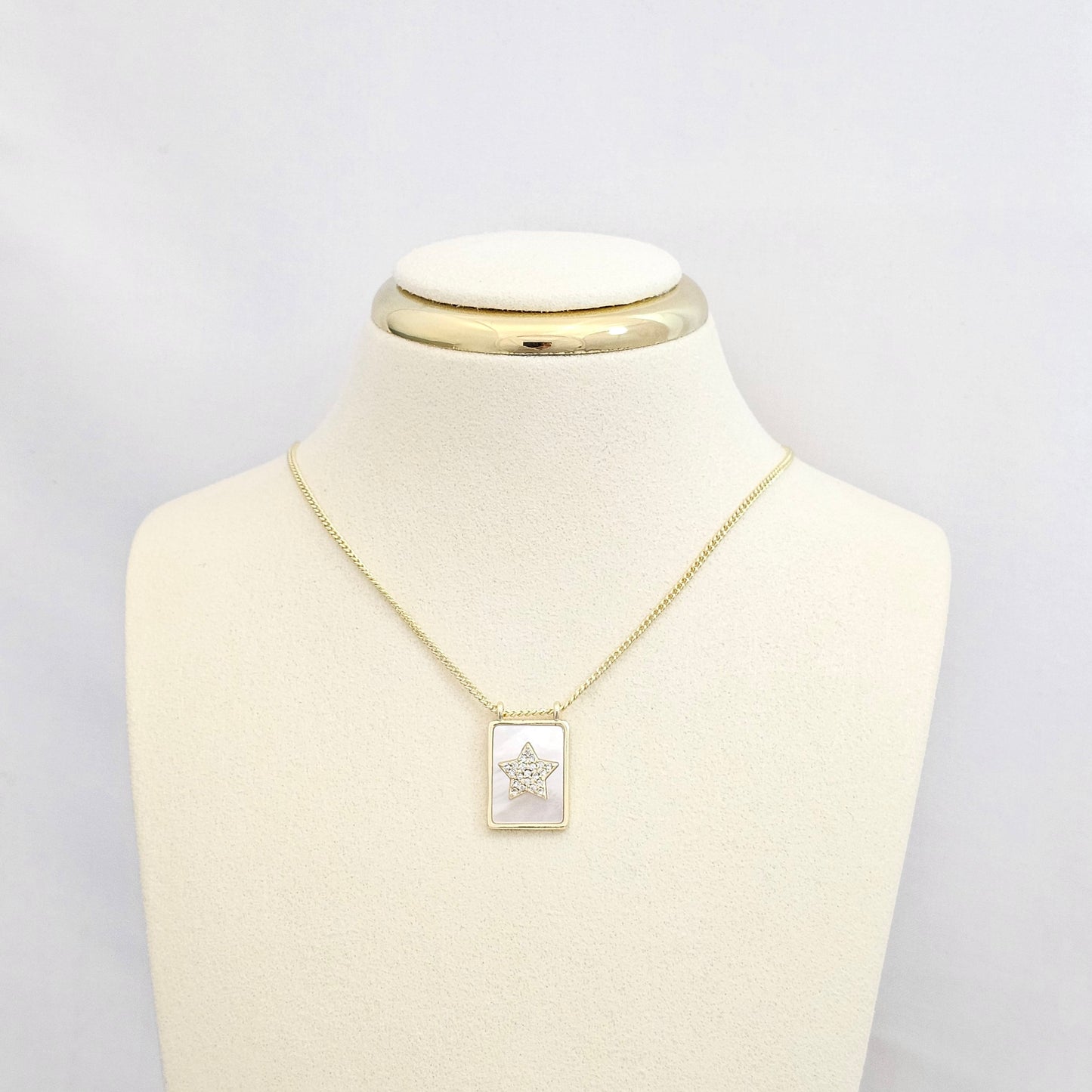 DIJE CUADRO NACAR ESTRELLA CIRCONES DORADO RF K6560