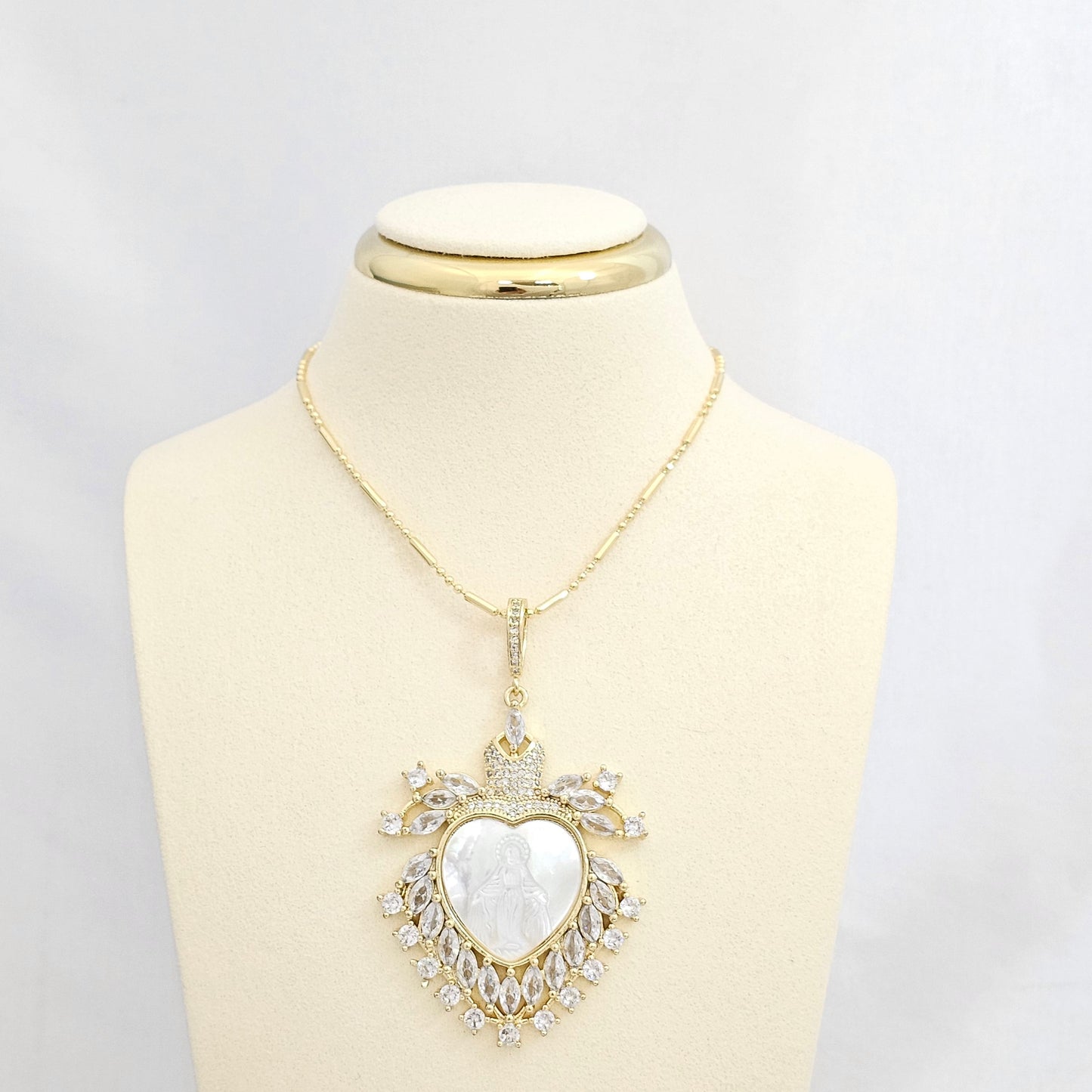 DIJE NACAR CORAZON VIRGEN MILAGROSA DORADO RF K6576