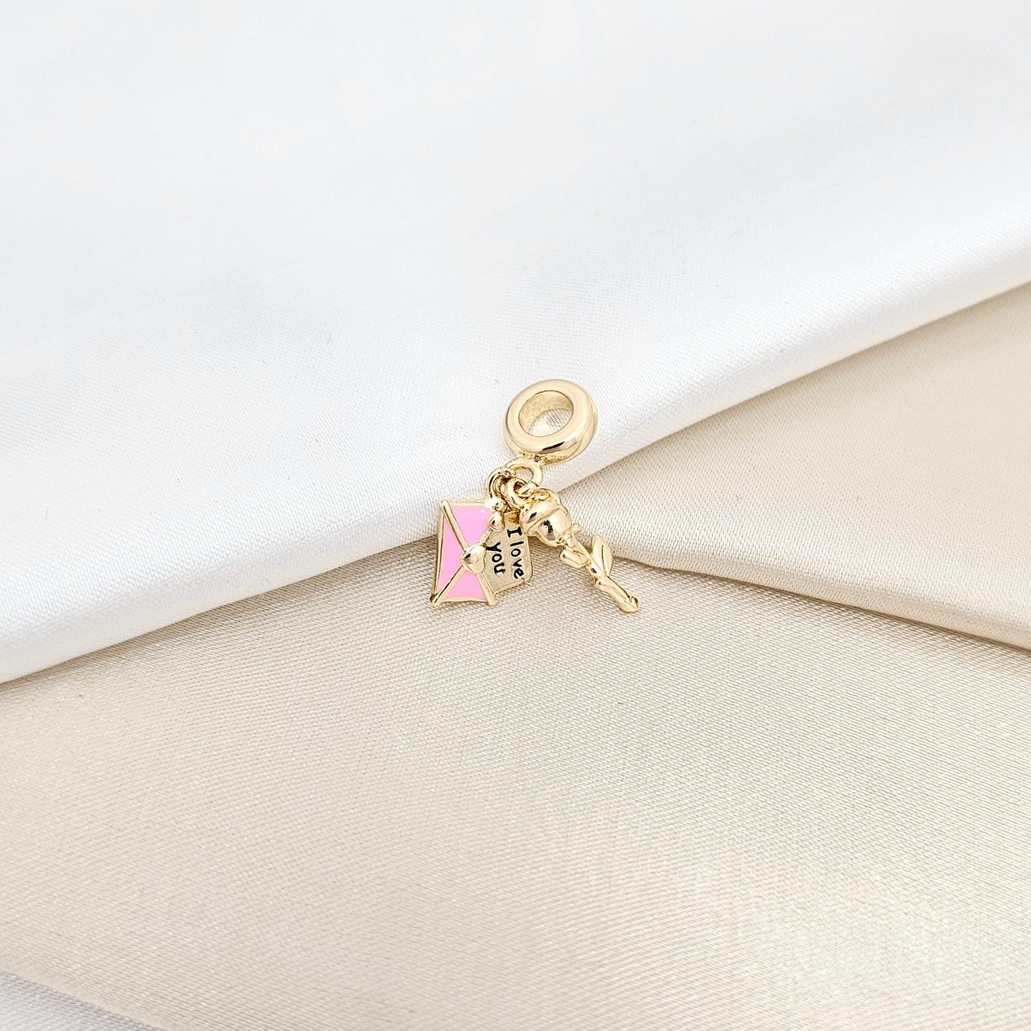 CHARM ROSA Y CARTA DE AMOR ROSADA RF K6699