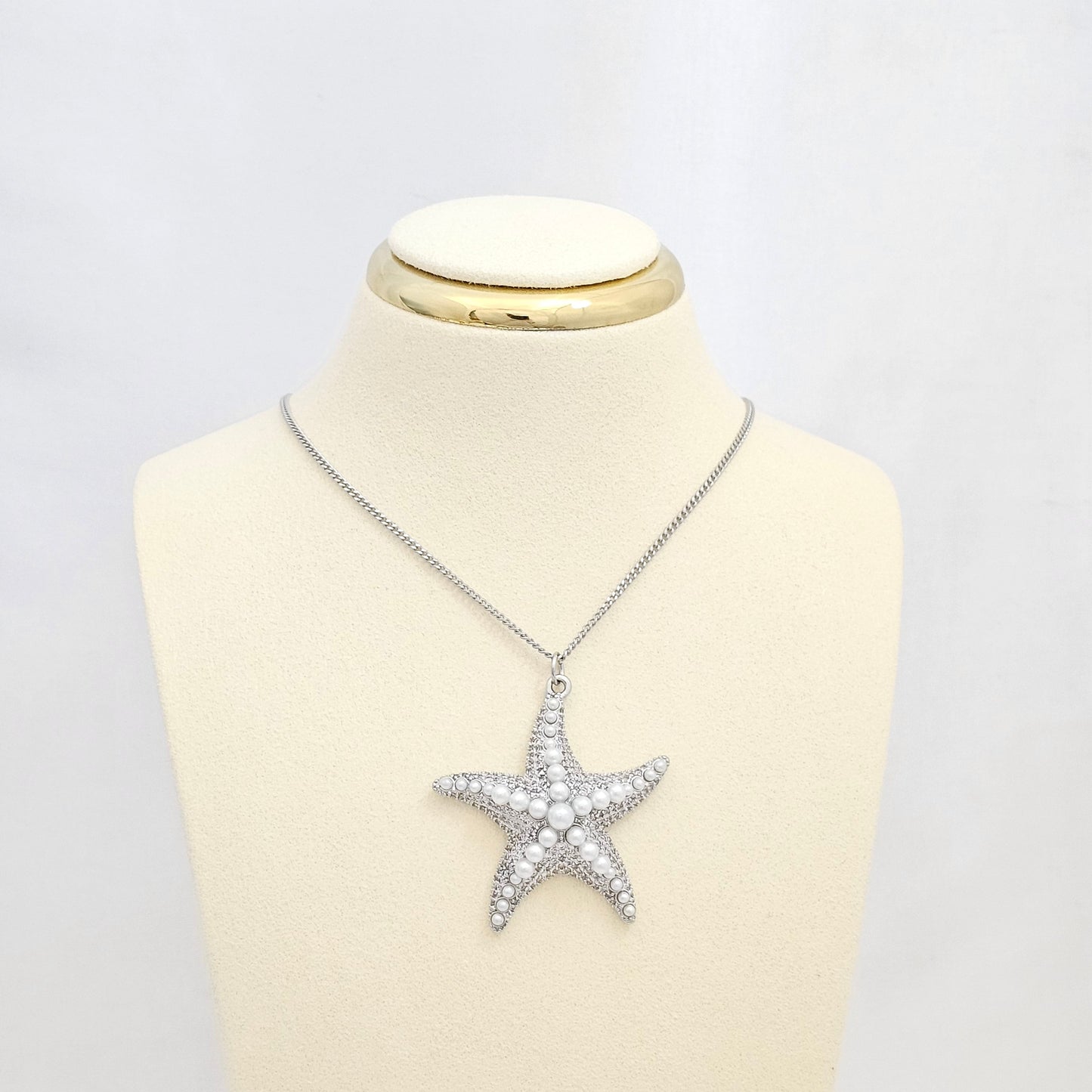DIJE ESTRELLA DE MAR GRANDE PLATEADO CON PERLAS RF K6703