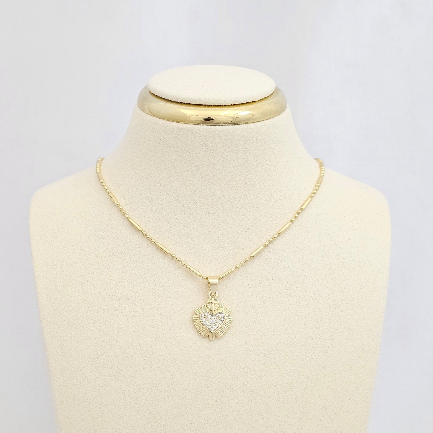 DIJE MINI CRUZ Y CORAZON CIRCONES DORADO RF K6792