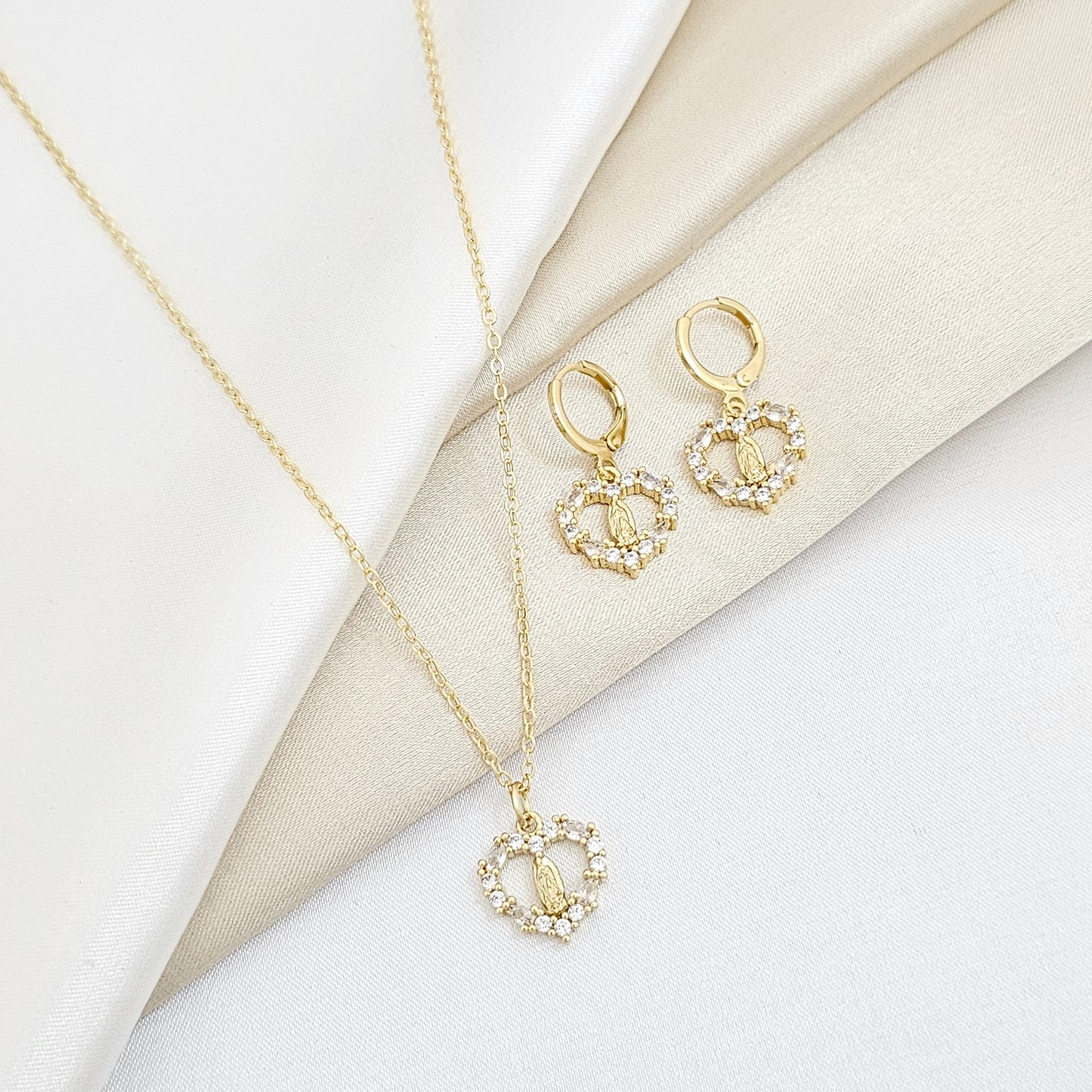 SET CADENA Y CANDONGA VIRGEN DE GUADALUPE DORADO RF K6011