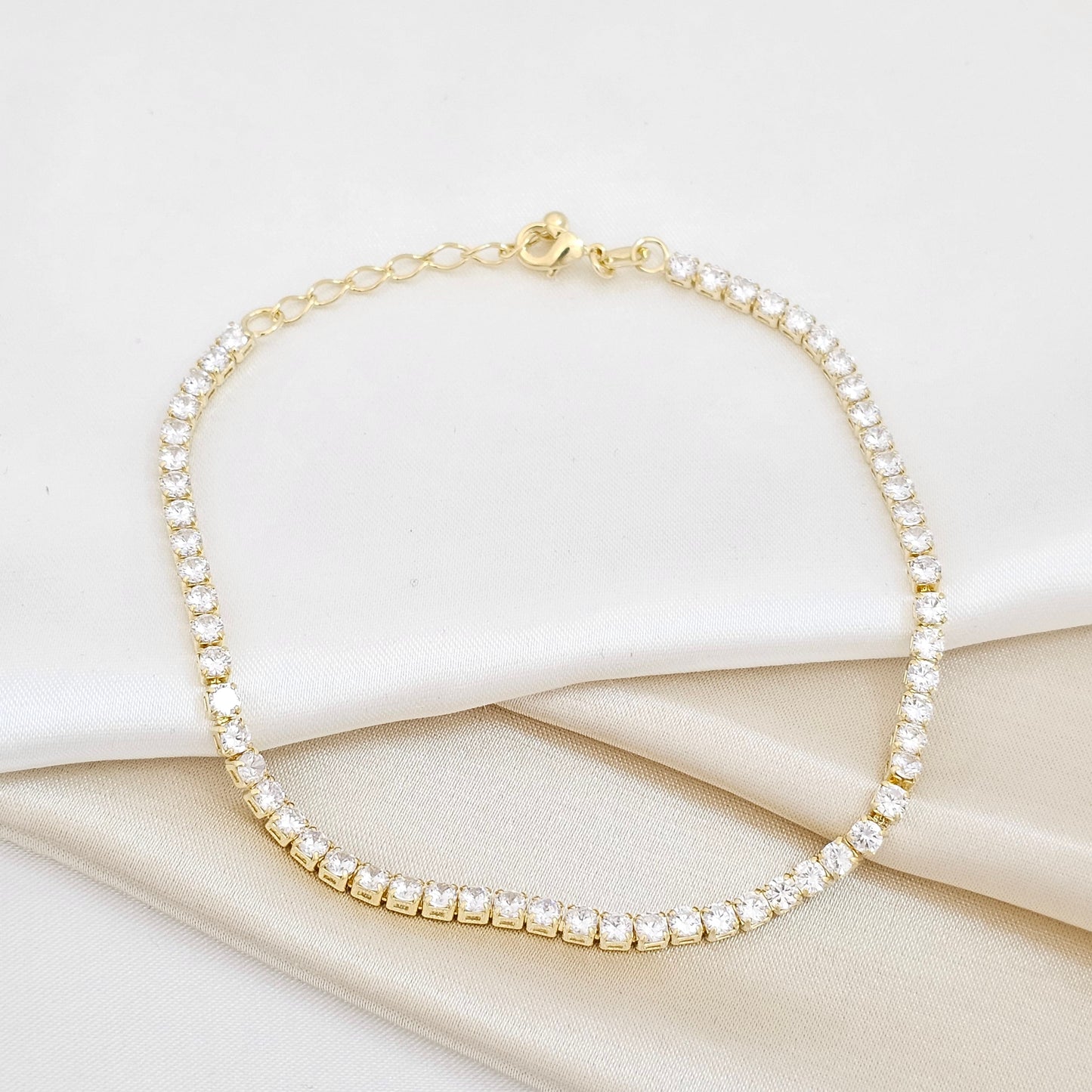 TOBILLERA CIRCONIAS UNISEX 24.5CM LAM 18K RF B/54004-CRISTAL