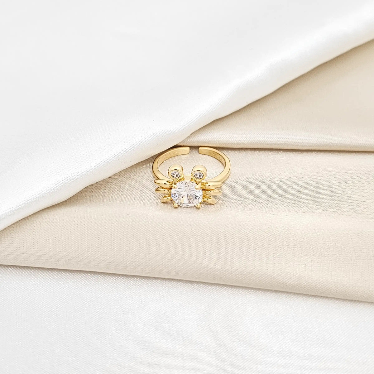 Anillo Cangrejo Con Circon Dorado Rf K6521