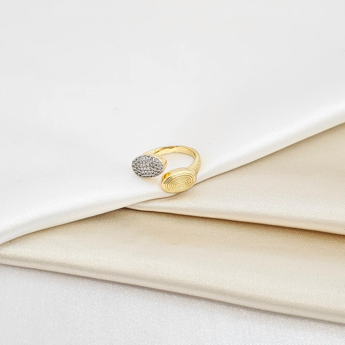 Anillo Doble Esfera Dorado Circones Plateado Rf K6949