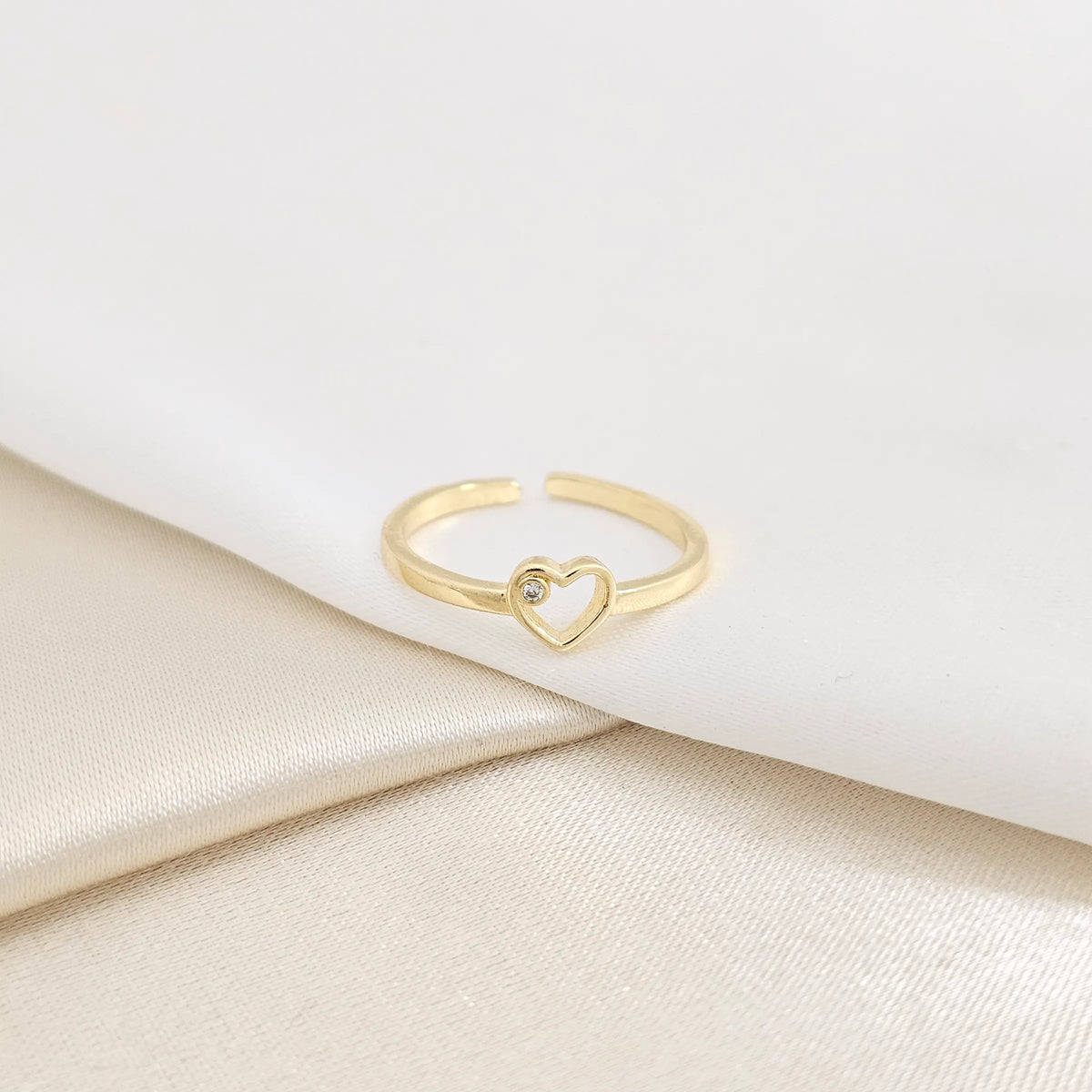 Anillo Mini Corazon Dorado Con Circon Rf K7747