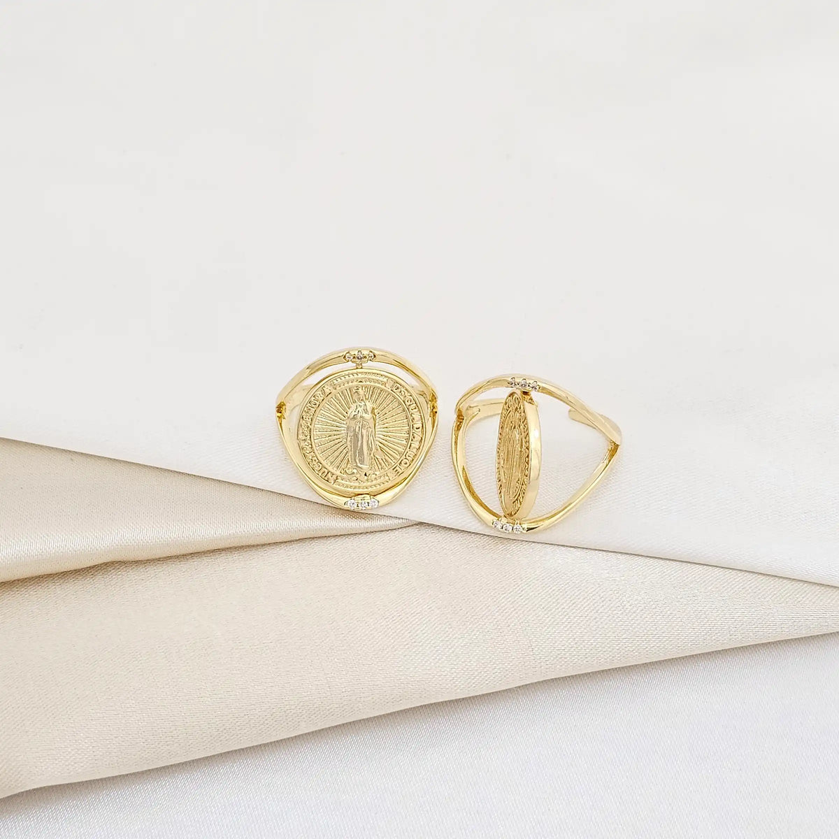 Anillo Virgen De Guadalupe Dorado Rf K5930
