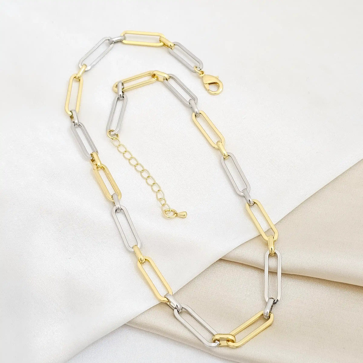 Cadena Aros Grandes Y Pequeños Dorado Plateado Rf K6823