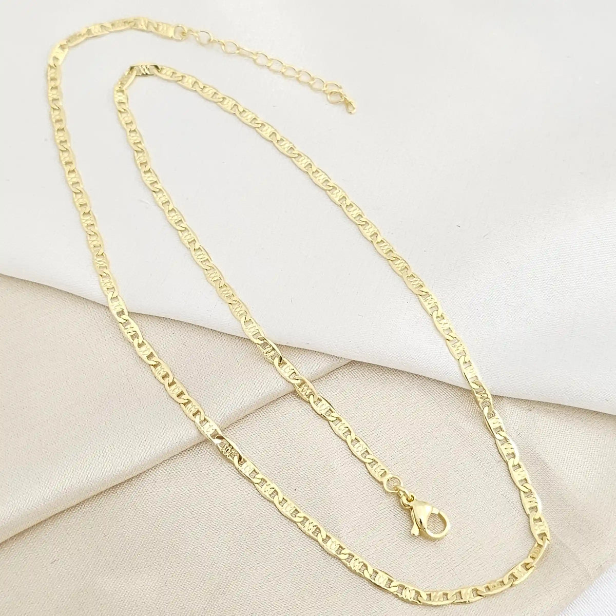 Cadena Candados Planos 3Mm Con Extensor Dorado Rf K7783