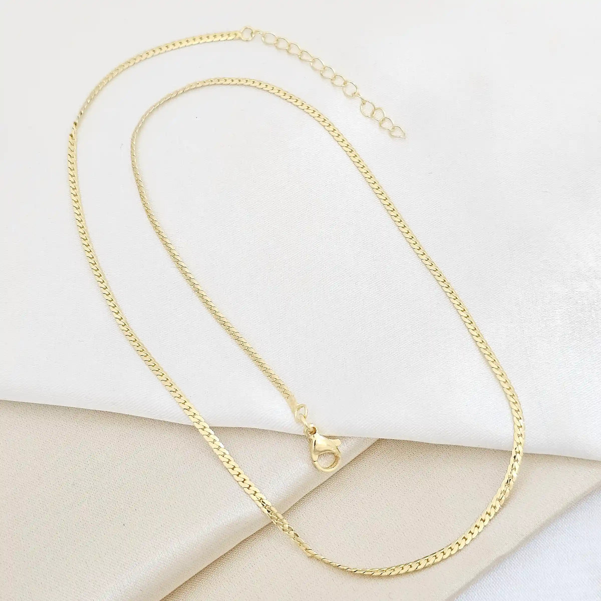 Cadena Cubana Plana 2Mm Con Extensor Dorado Rf K7522