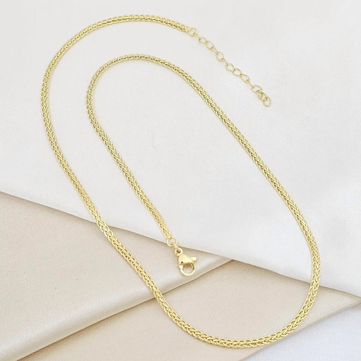 Cadena Trenza Elegante 3Mm Con Extensor Dorado Rf K7535