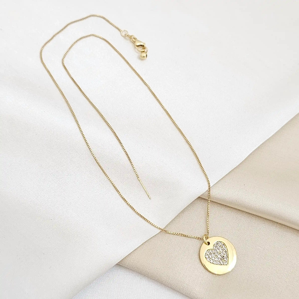 Cadena Veneciana Punta Aguja Dije Corazon Dorado Rf K6783