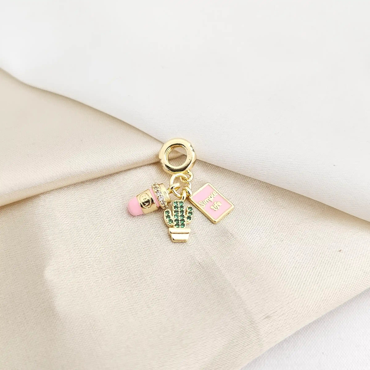 Charm Captus Verde Y Te Rosa Rf K7806