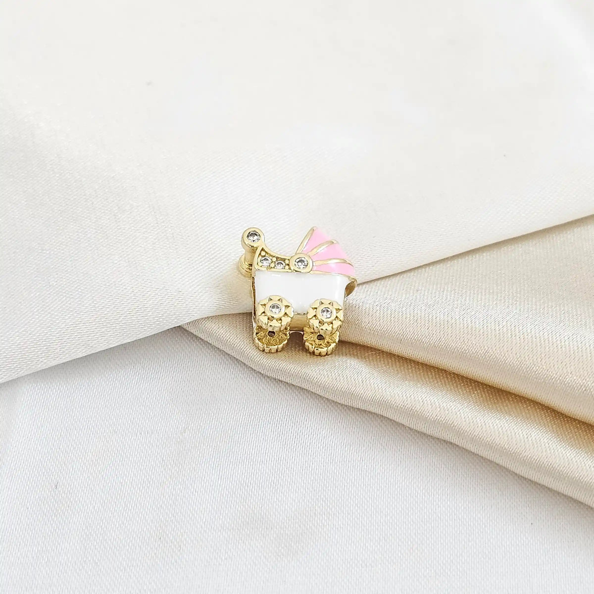 Charm Coche De Bebe Rosa Y Blanco Rf K5076