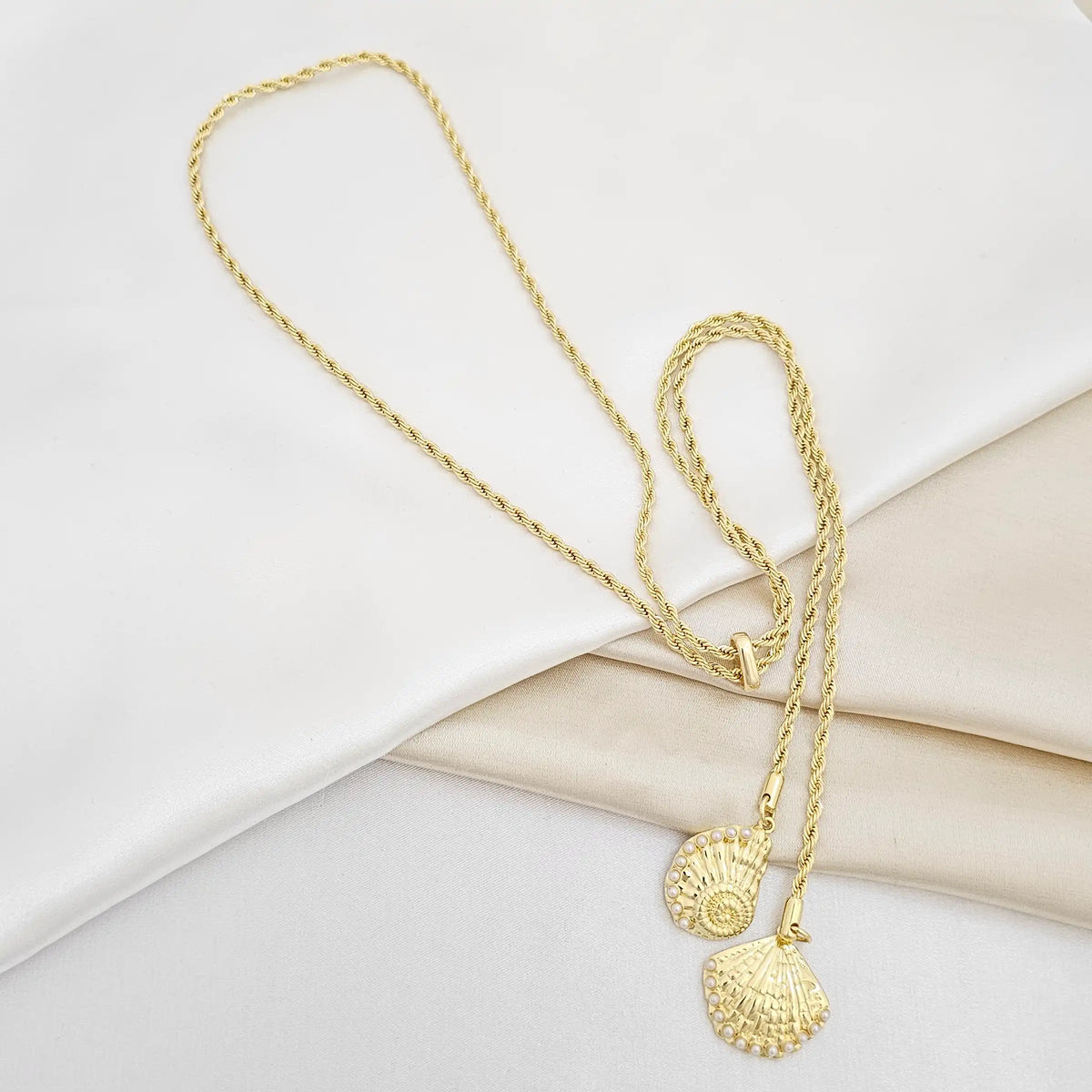 Collar Lazo Corredizo Dijes Concha Y Caracol Dorado Rf K6925