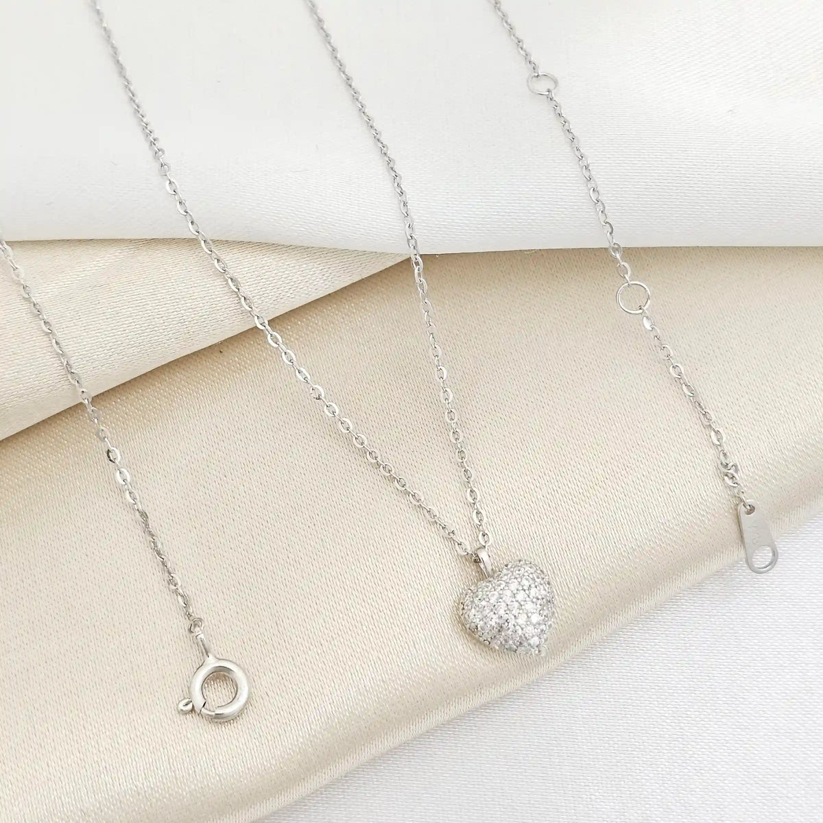 Gargantilla Corazon Pave Crystal 7Mm 40 Cms + Ext Plata 925 B/S/40003