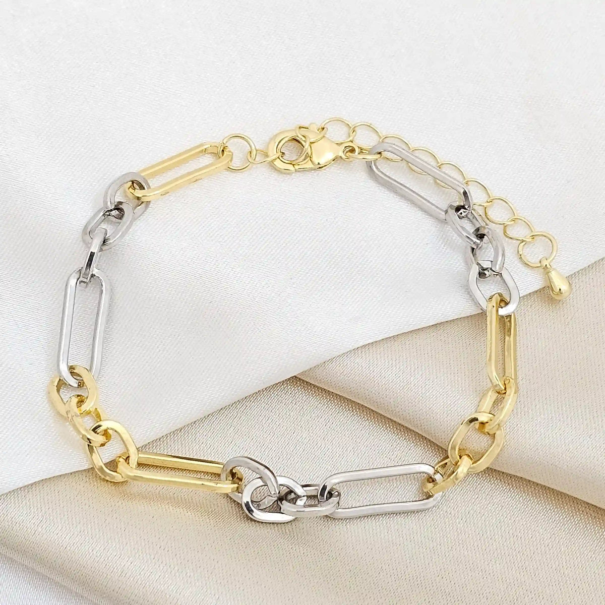 Pulsera Aros 3X1 Lisos Dorado Y Plateado Rf K6822