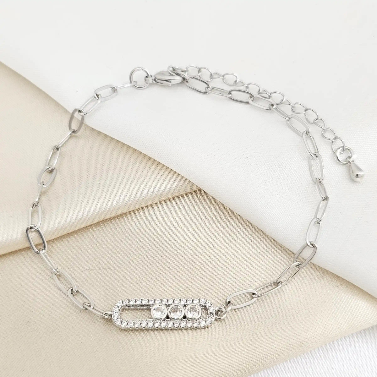 Pulsera Aros Con Dije Aro Tres Circones Plateado Rf K7755