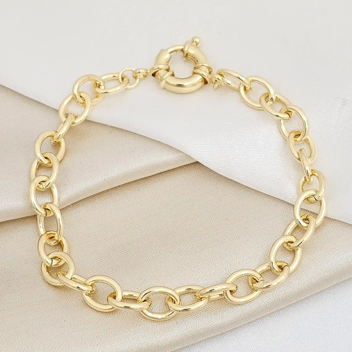 Pulsera Aros Lisos 7Mm Con Broche Dorado Rf K7367