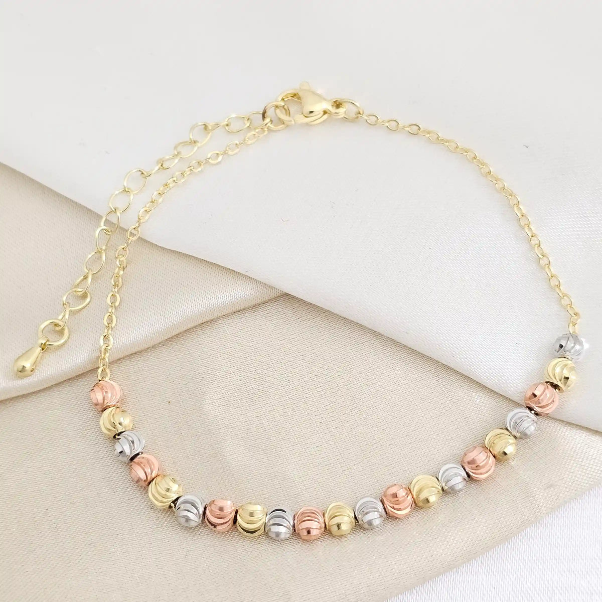 Pulsera Balines Italiano N4 Tres Tonos Con Extensor Rf K7845