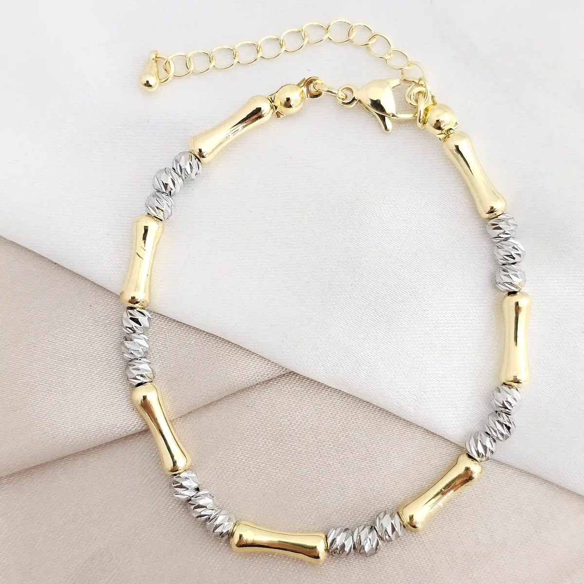 Pulsera Barill Dorado Con Balines Italy Plateado Rf K8070