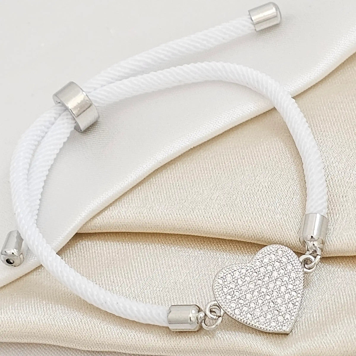 Pulsera Blanc Ajustable C Herraje Corazon Lleno Plate