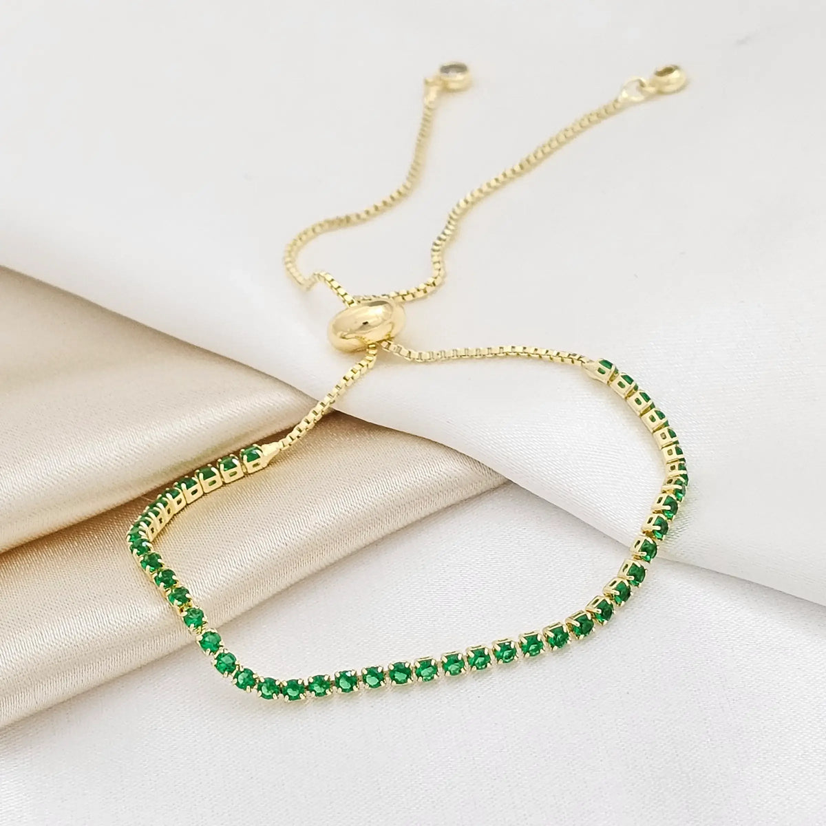 Pulsera Circones Verdes Ajustable Dorado Rf K2751
