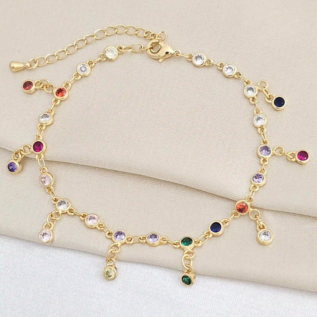 Pulsera Circulos Multicolor Con Extensor Dorado Rf K8353