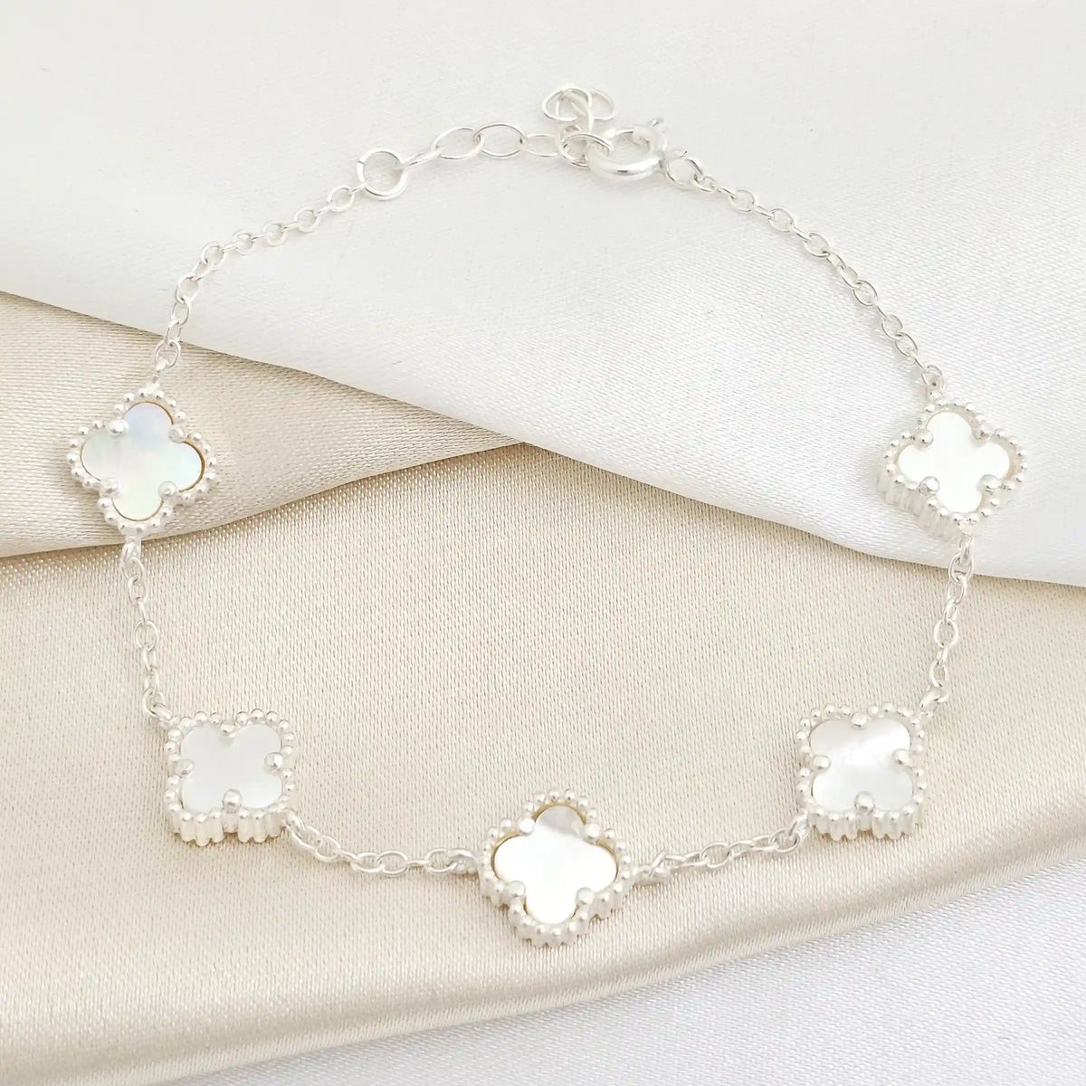 Pulsera Clover Nacar 5H 10Mm 17Cms +Ext Plata 925 B/S/55106