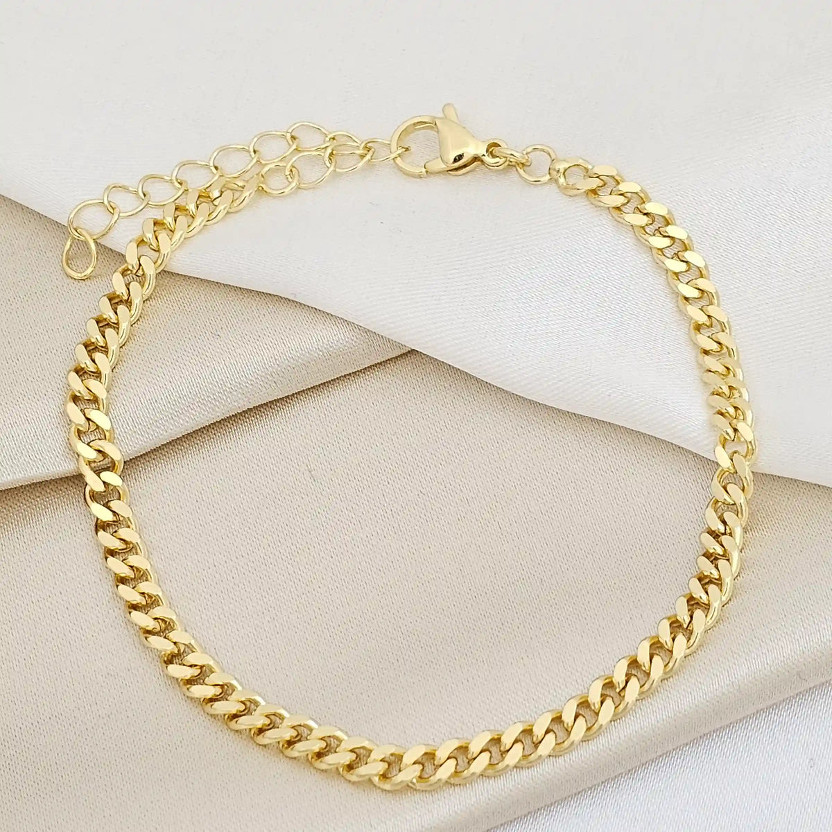 Pulsera Cubana 4Mm Con Extensor Dorado Rf K7469