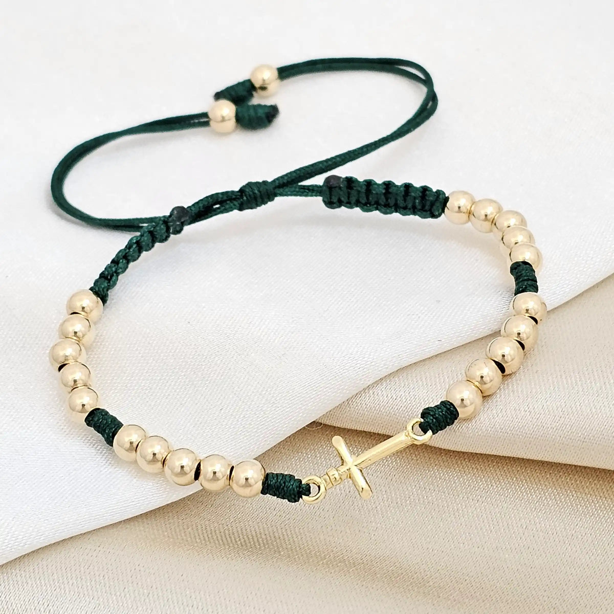Pulsera Gold # 4 Herraje Cruz Verde