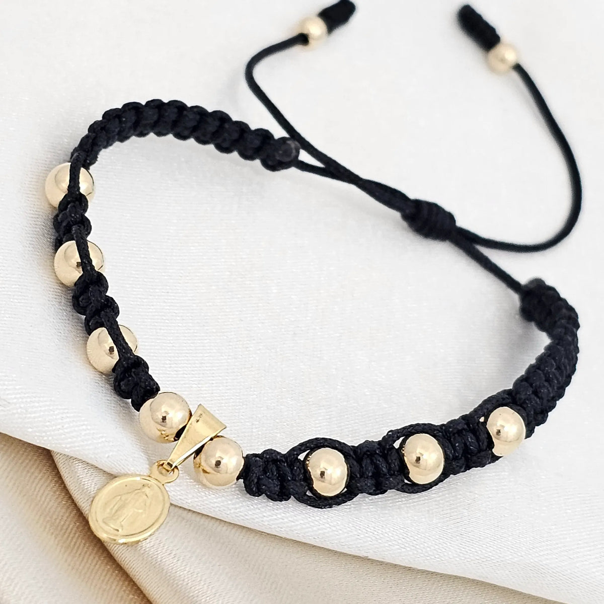 Pulsera Gold # 5 Dije Mini Milagrosa Negra