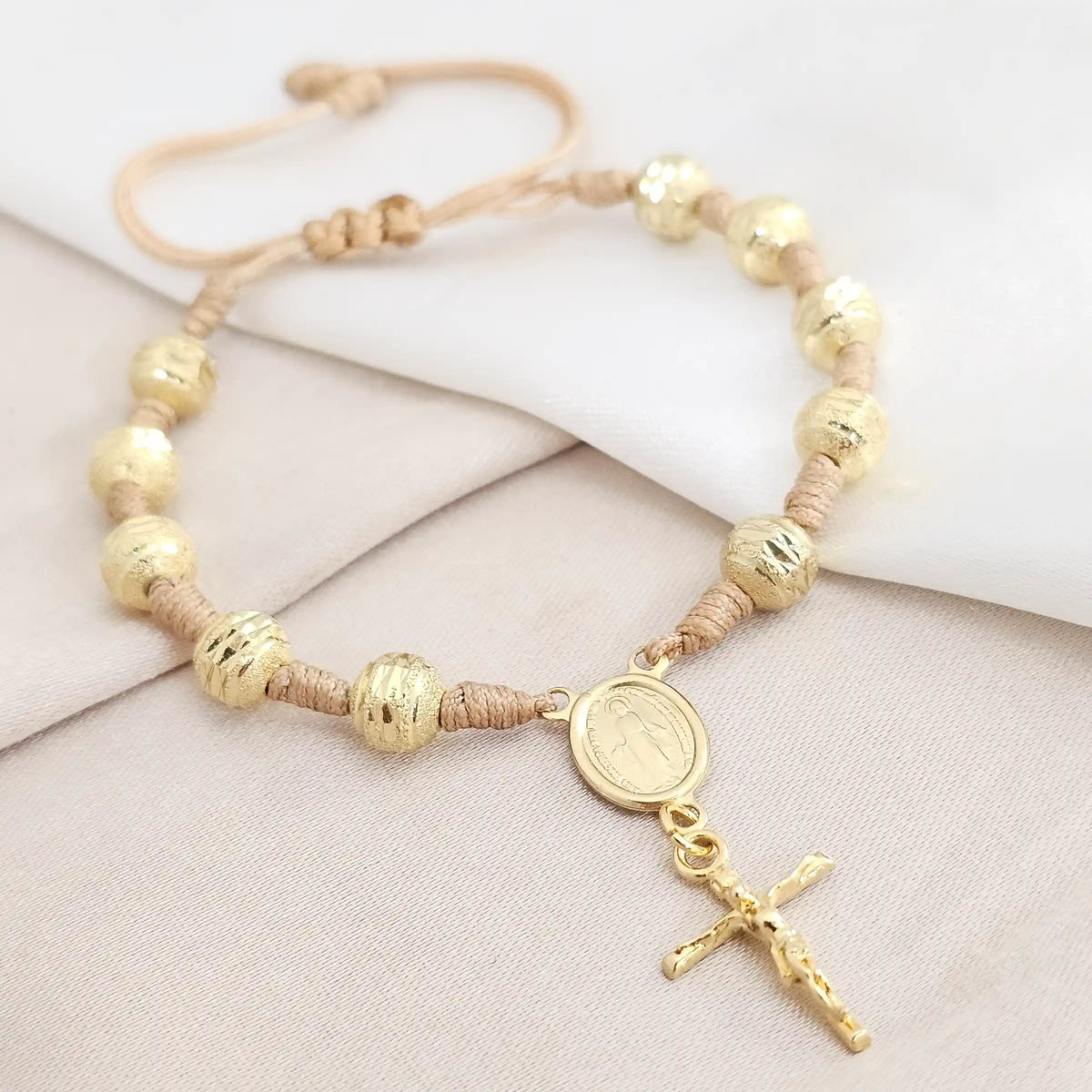 Pulsera Gold Denario Diamantado #6 Beige