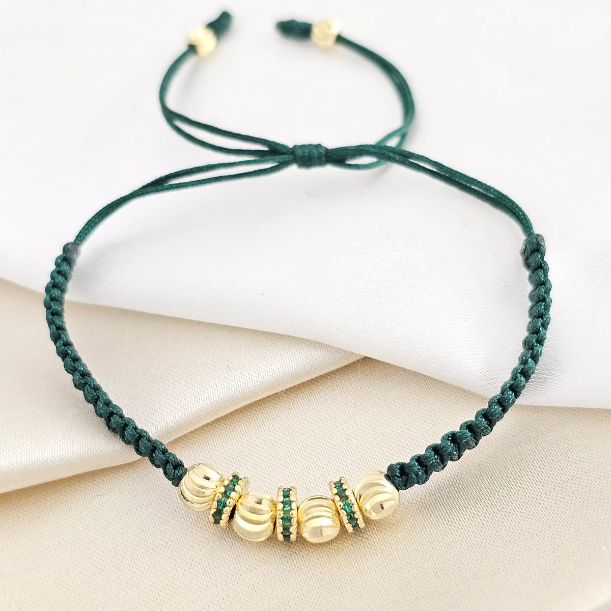 Pulsera Gold H. Rondel Circonias Italiano #5 Verde