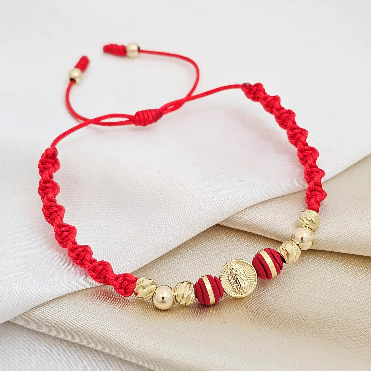Pulsera Gold Herraje Rosa Guadalupe Roja