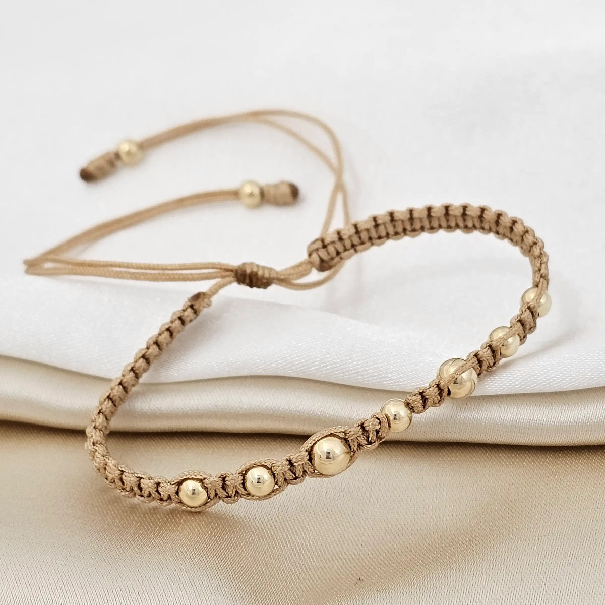 Pulsera Gold Macrame # 4 # 5 Beige